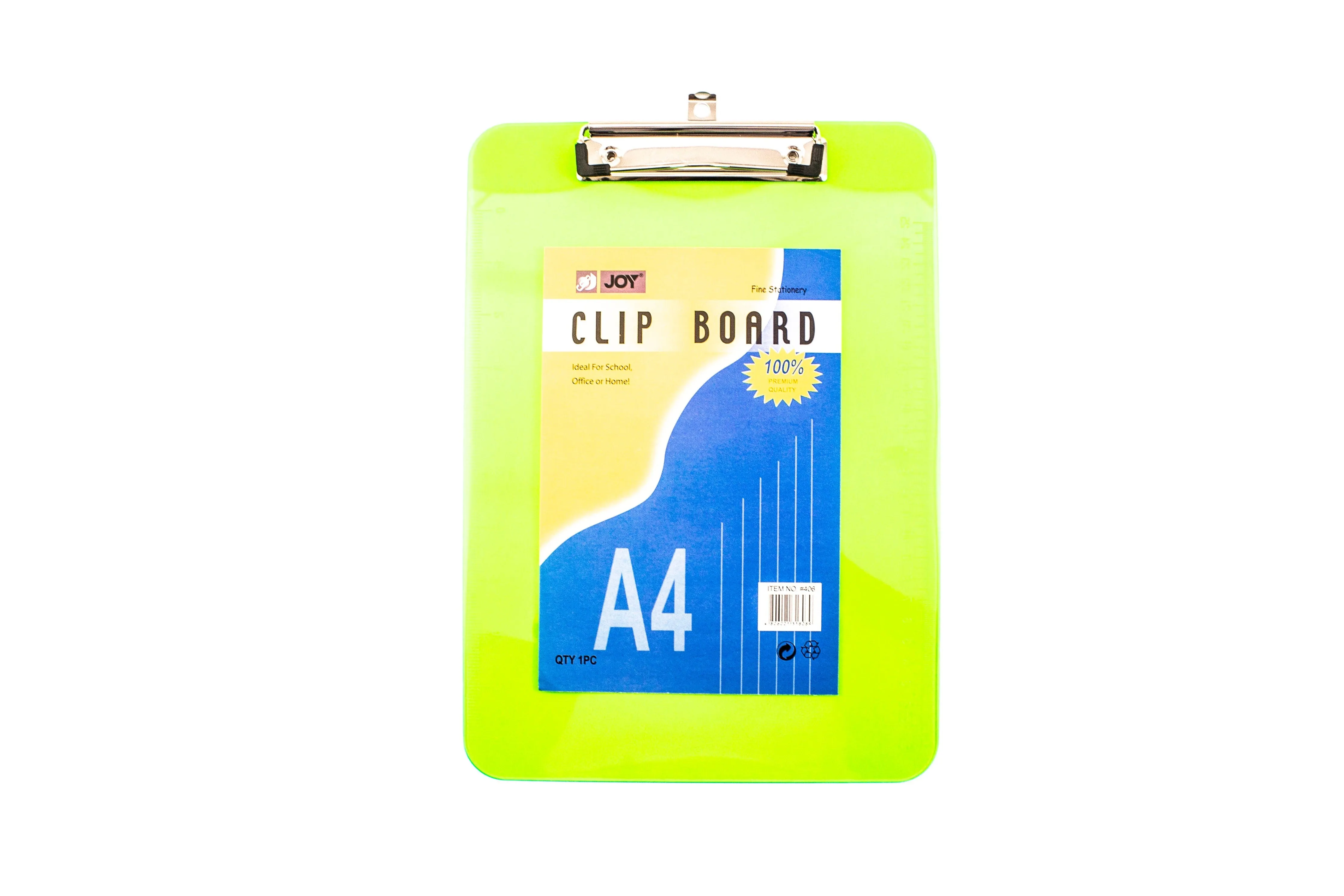 Joy Acrylic Clipboard 406 A4 | 12pcs (Asstd. Color)