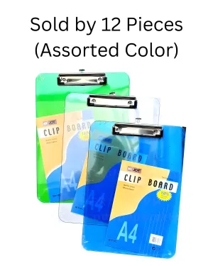 Joy Acrylic Clipboard 406 A4 | 12pcs (Asstd. Color)
