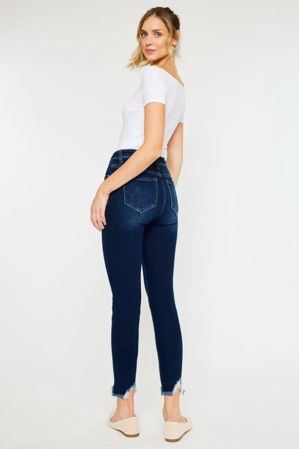 Kancan High Rise Frayed Ankle Skinny Jeans