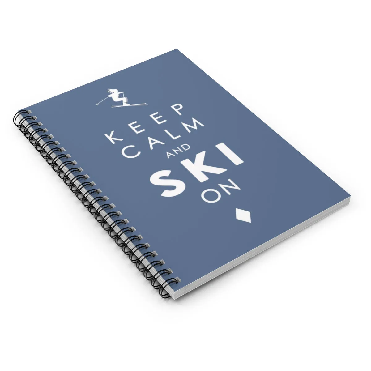 Keep Calm and SKI on Blue - Spiral Notebook
