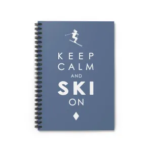 Keep Calm and SKI on Blue - Spiral Notebook