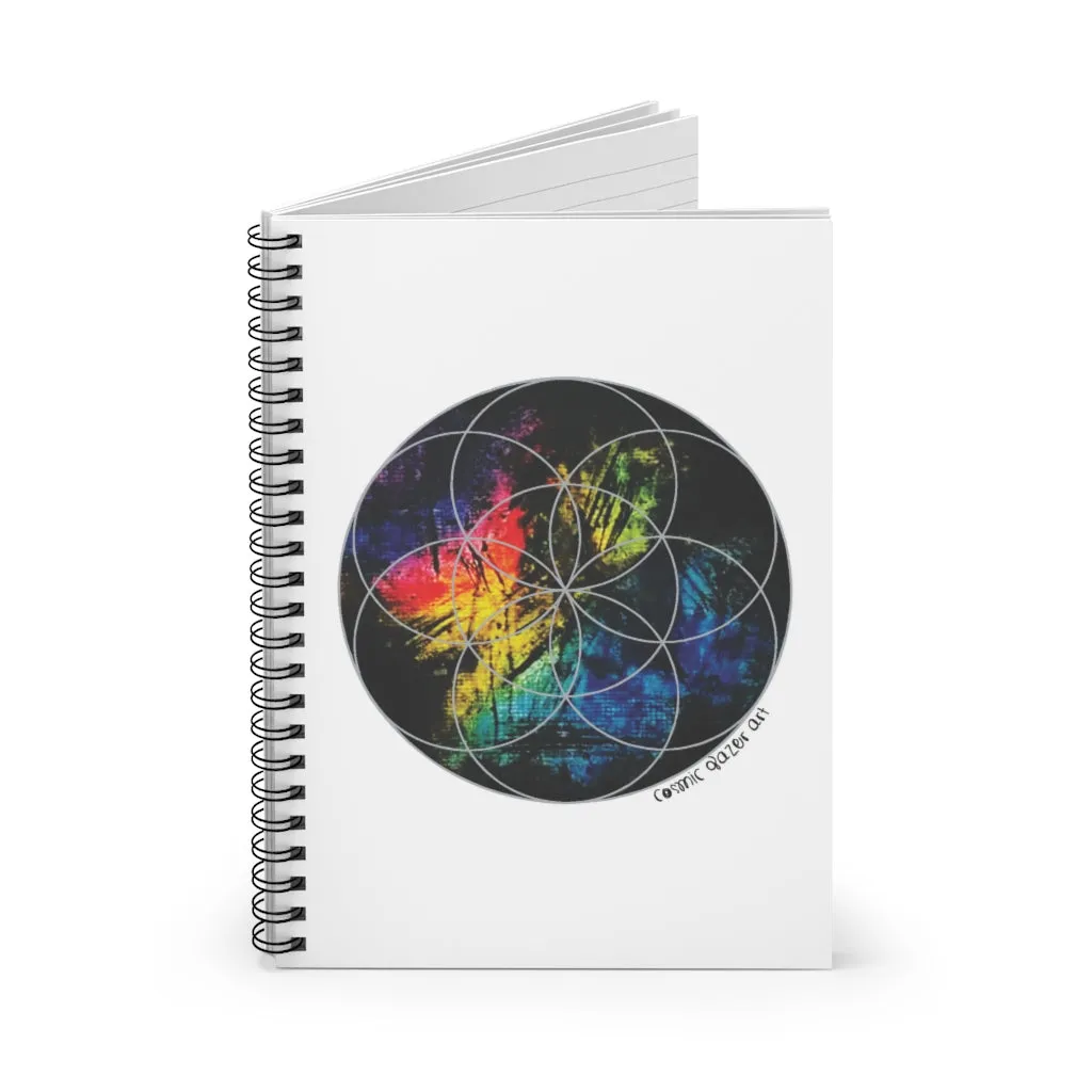 Labradorite Seed of Life Spiral Notebook - Ruled Line