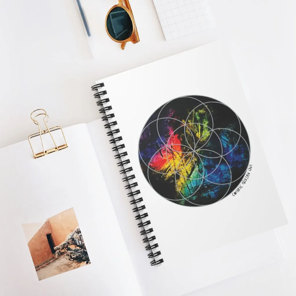 Labradorite Seed of Life Spiral Notebook - Ruled Line