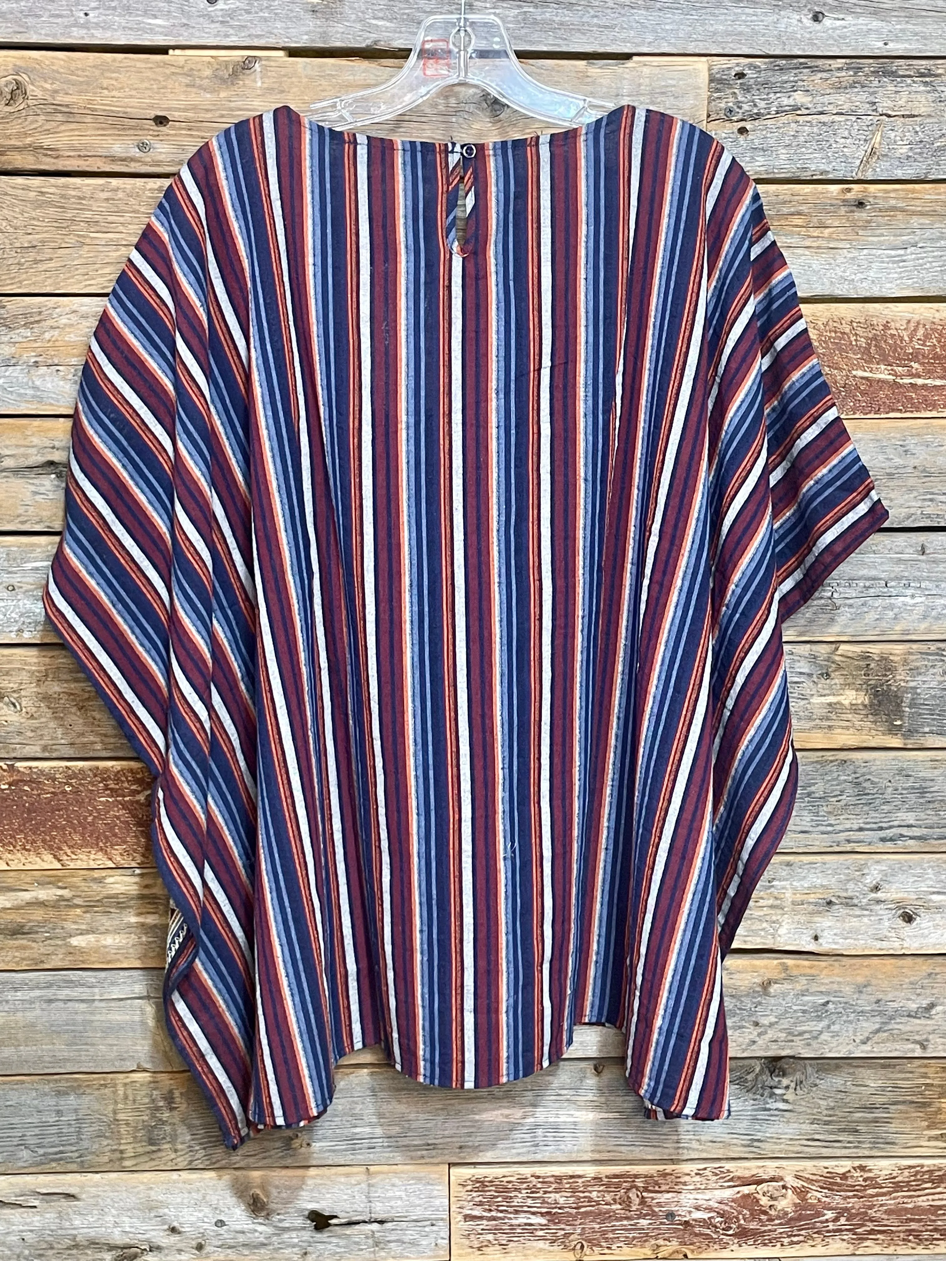 Lady Luck Embroidered Striped Poncho