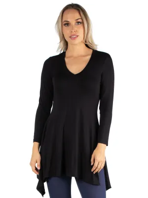 Long Sleeve Split Hemline Tunic Top