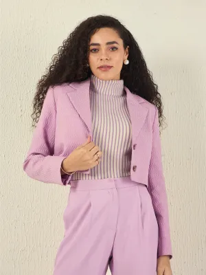 Madame Notch Collar Mauve Crop Blazer