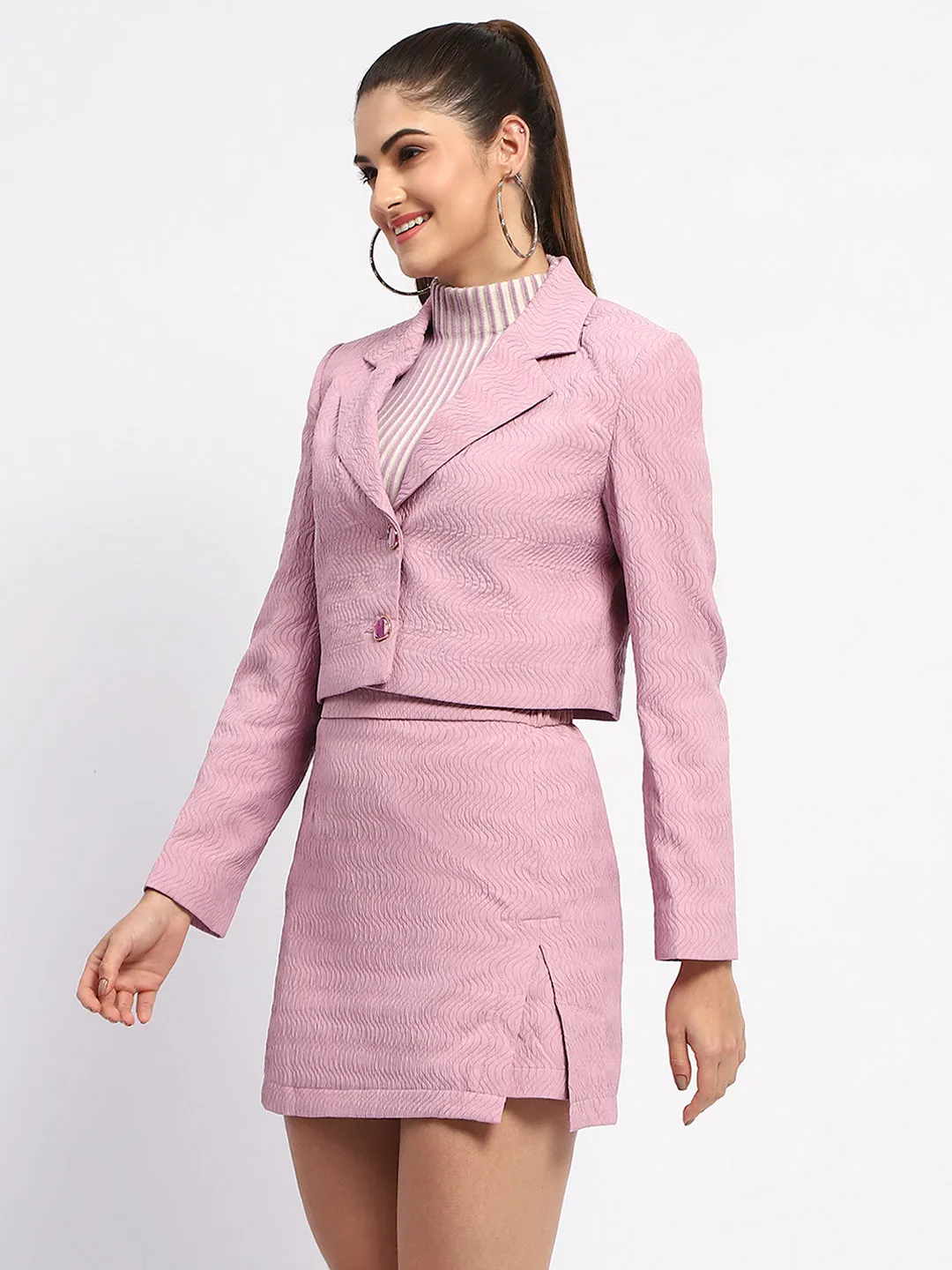 Madame Notch Collar Mauve Crop Blazer