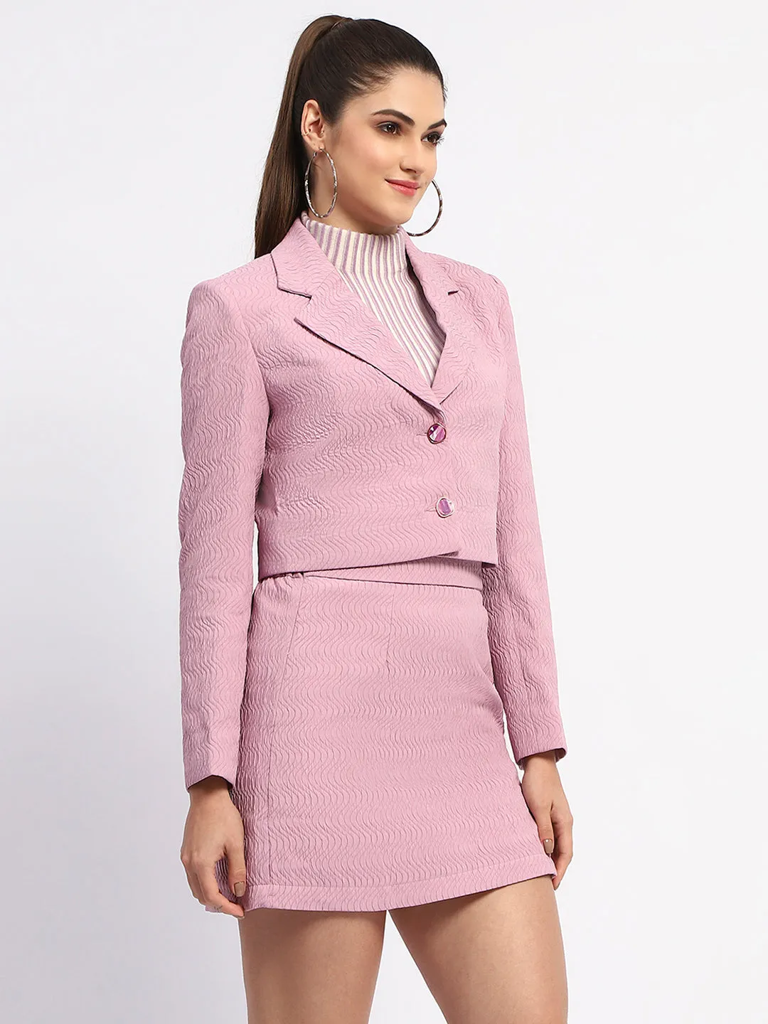 Madame Notch Collar Mauve Crop Blazer