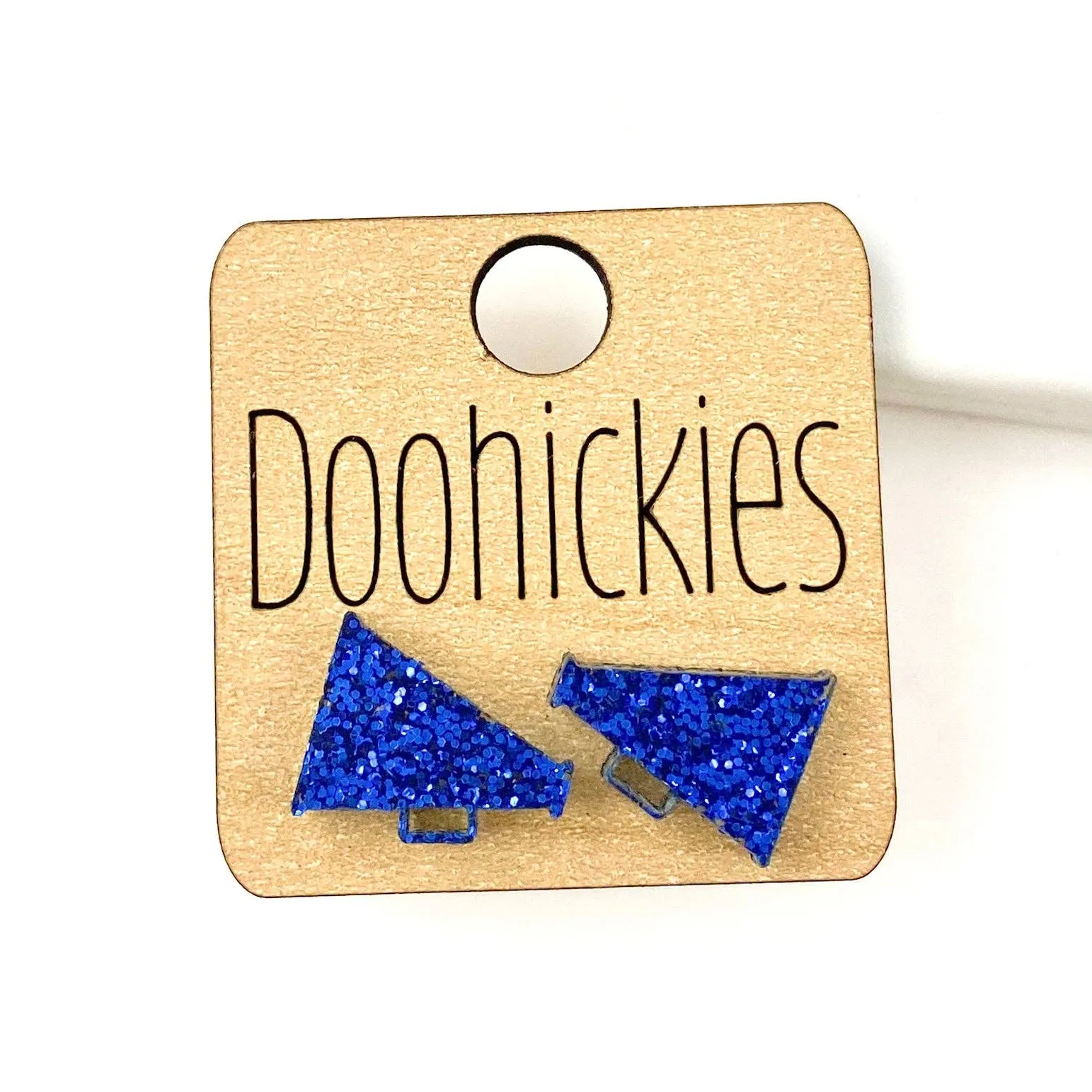 Megaphone Stud Earrings - Custom Purple Glitter Doohickie