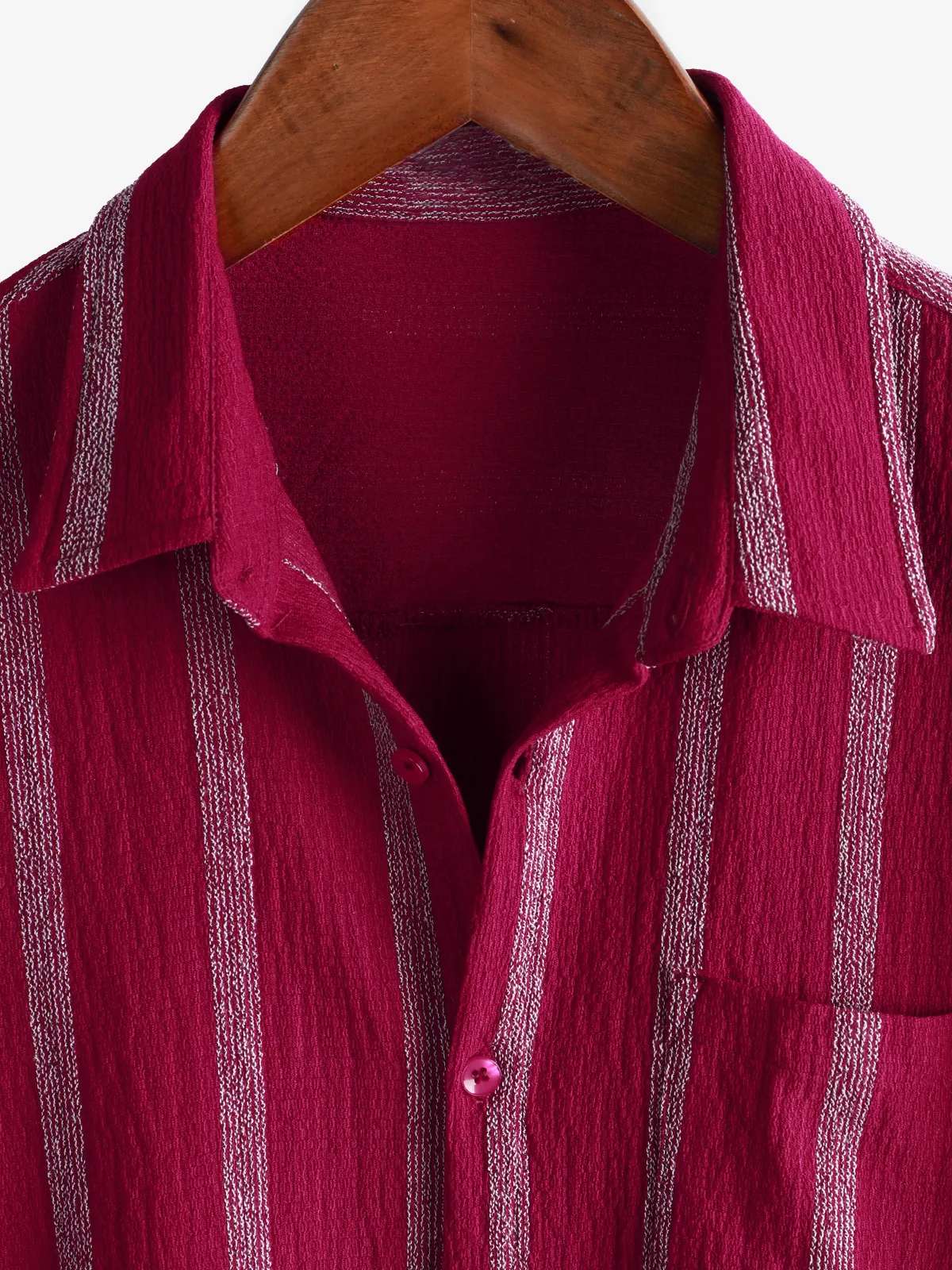 Men's Summer Striped Pocket Button Up Short Sleeve Shirt