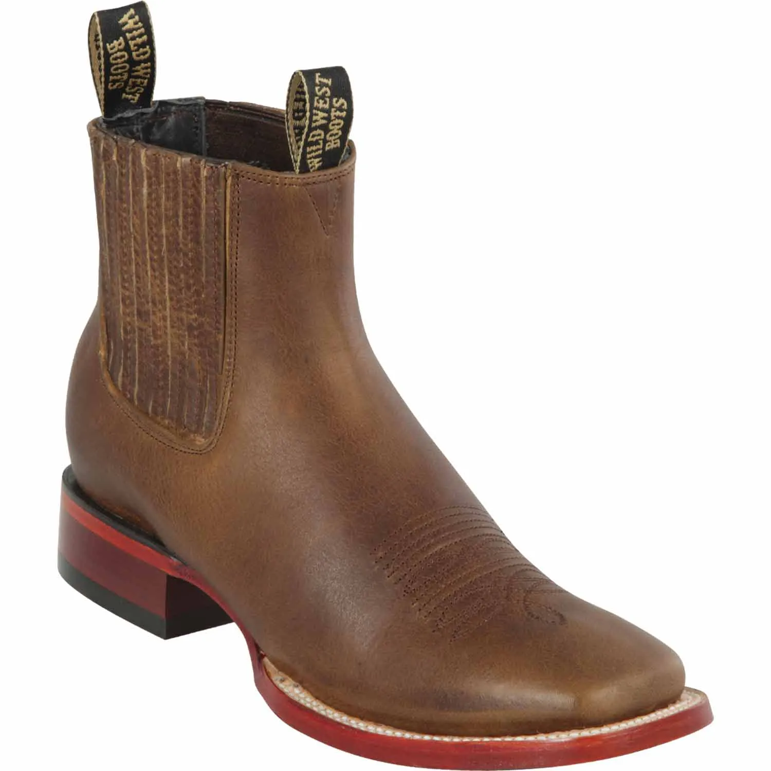 Men's Wild West Genuine Leather Ranch Toe Short Boots 282BM99