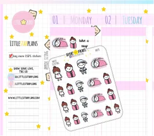 Mixed Sleeping, Napping Planner Stickers | Mini