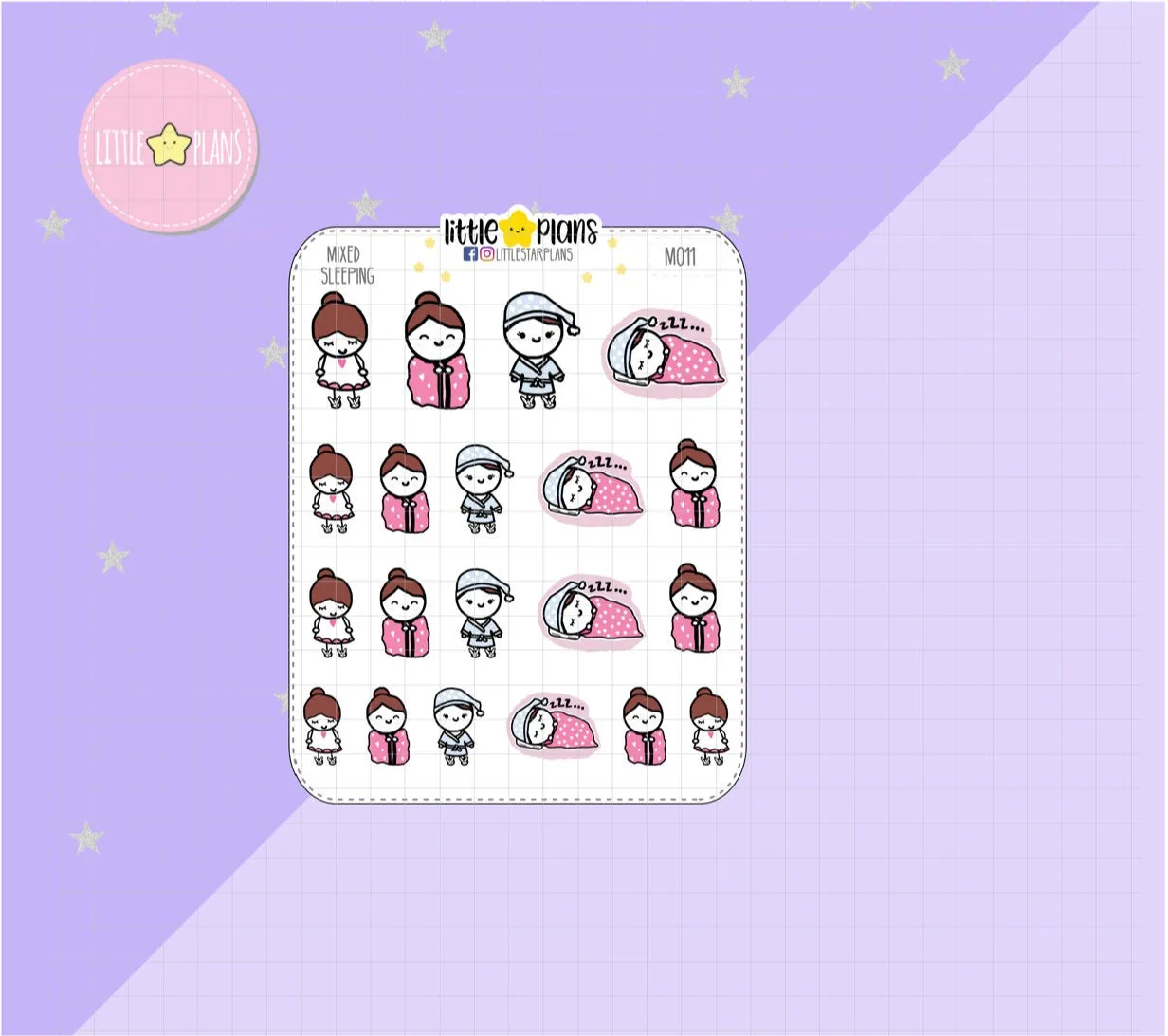 Mixed Sleeping, Napping Planner Stickers | Mini