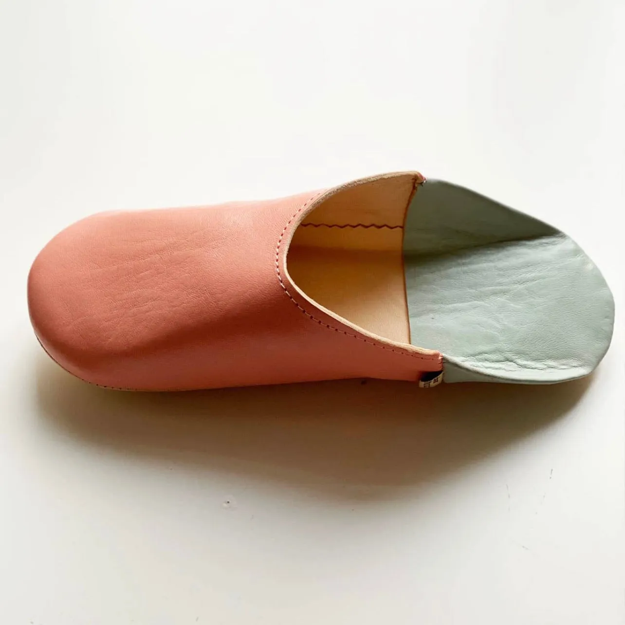 Moroccan Babouche Slippers Peach & Gray
