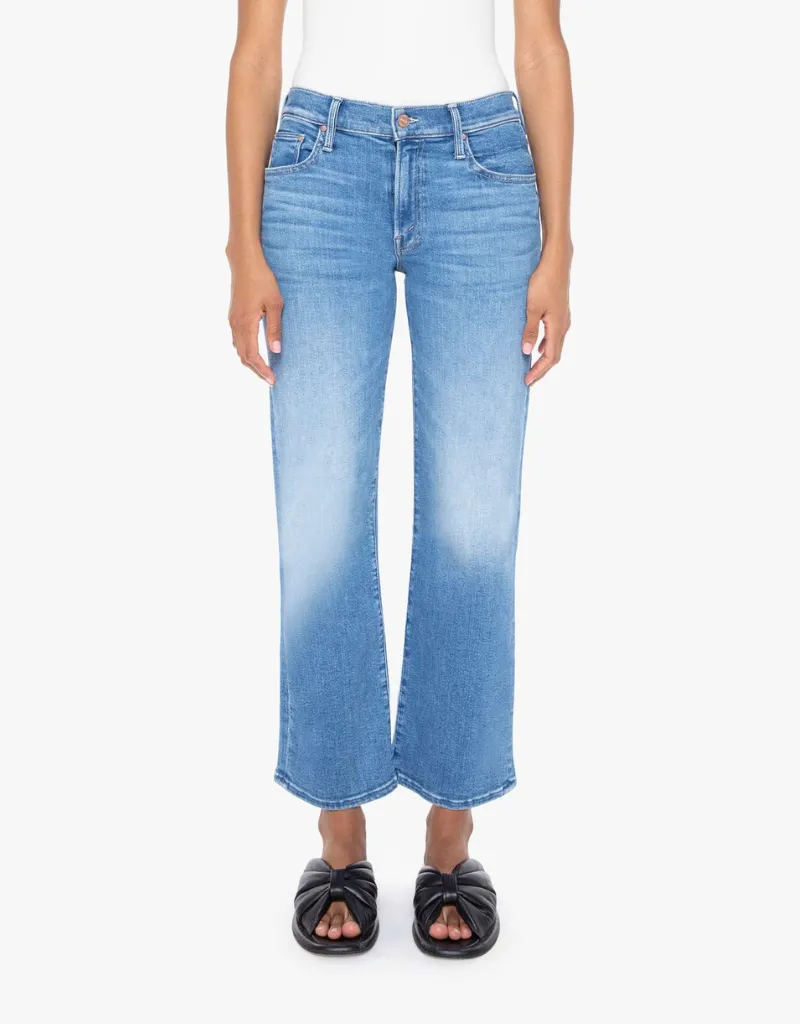 Mother The Mid Rise Rambler Zip Ankle Jeans in Out of the Blue