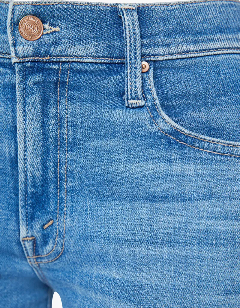 Mother The Mid Rise Rambler Zip Ankle Jeans in Out of the Blue