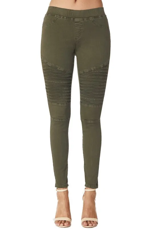 Moto Jeggings in Olive