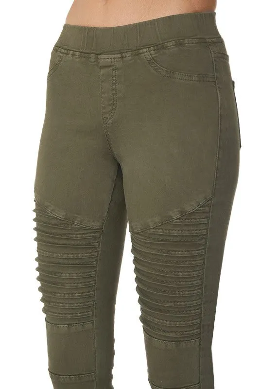 Moto Jeggings in Olive