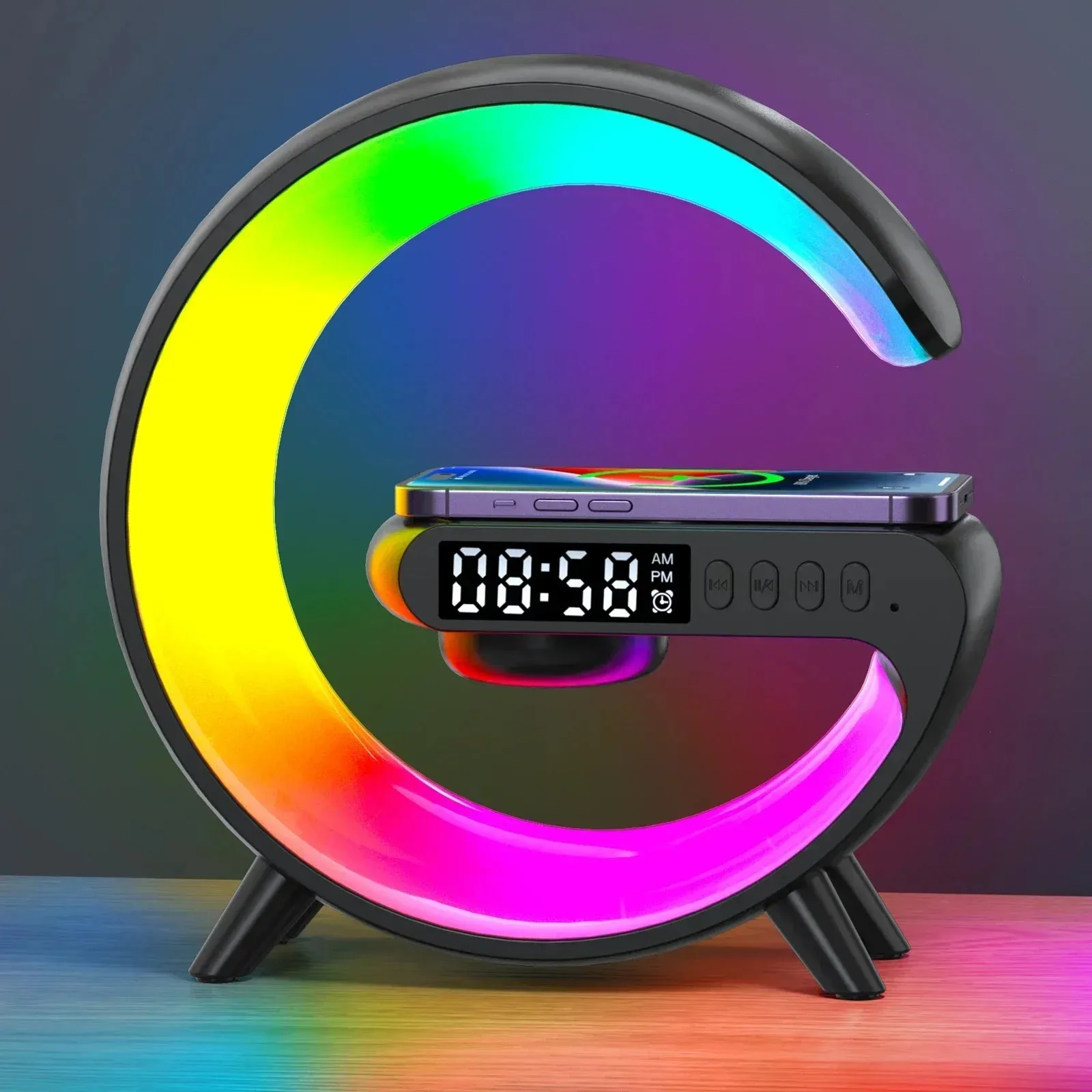 Multifunction IPhone/Samsung Wireless Charger/Phone Charging Station wt Clock