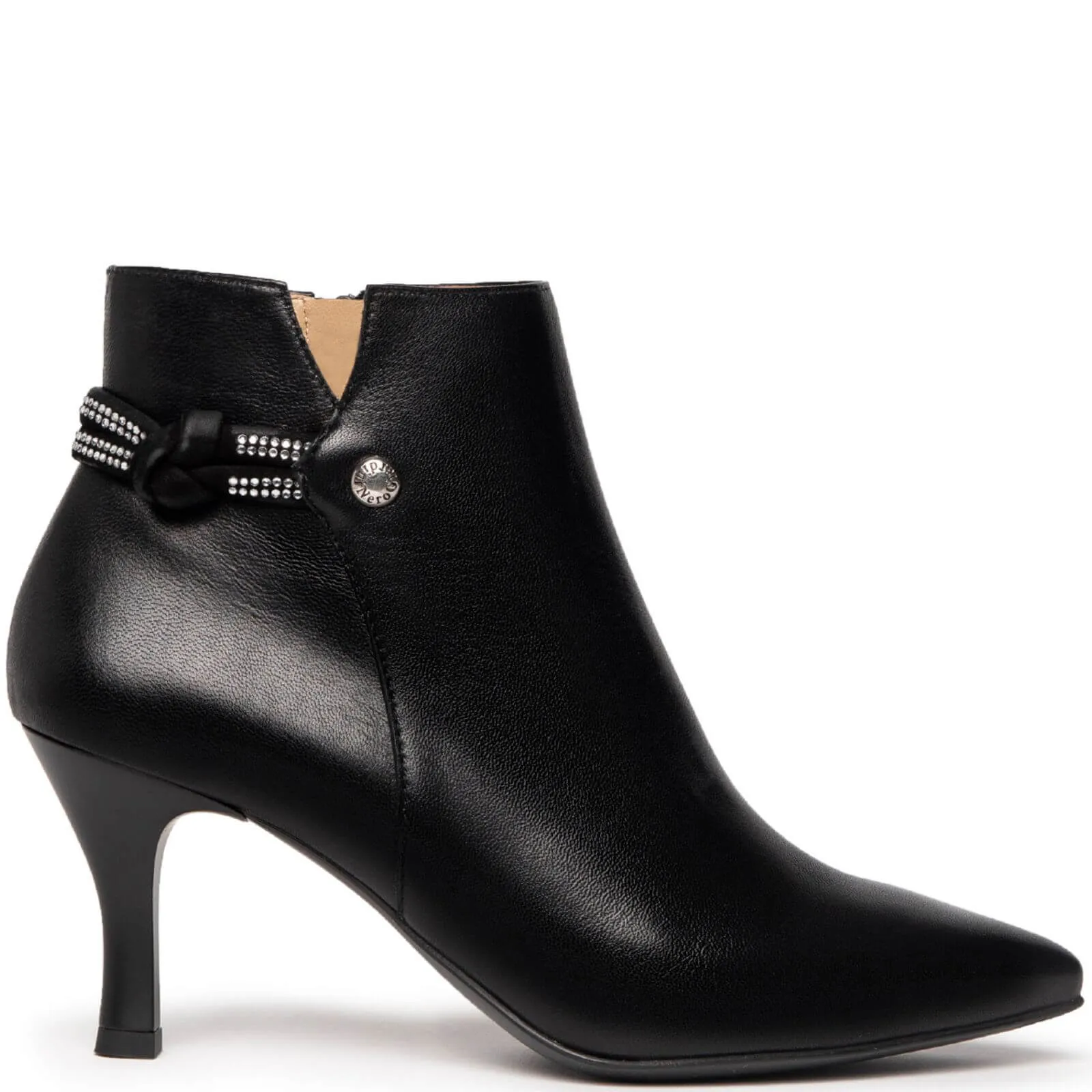 NeroGiardini Black Leather Pointed Toe Small Heel Boots