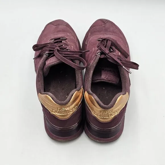 New Balance Men's Size 10 US 574 Molten Metal Maroon Metallic Gold Sneakers
