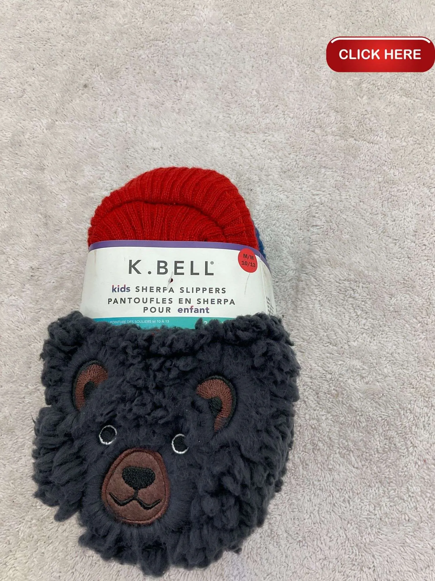 NEW K.Bell Kid's Sherpa Slippers | 2 Pack!! Includes Brown Monkey & Black Bear, Sz M Fits Kids Sz 10-13 (3-6 Years) Retails $15