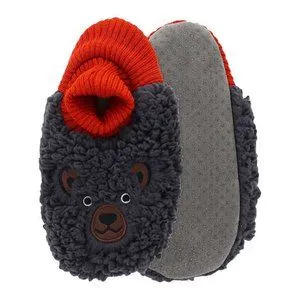 NEW K.Bell Kid's Sherpa Slippers | 2 Pack!! Includes Brown Monkey & Black Bear, Sz M Fits Kids Sz 10-13 (3-6 Years) Retails $15