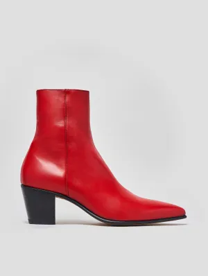 NICO 60MM ANKLE BOOT IN RED CALFSKIN