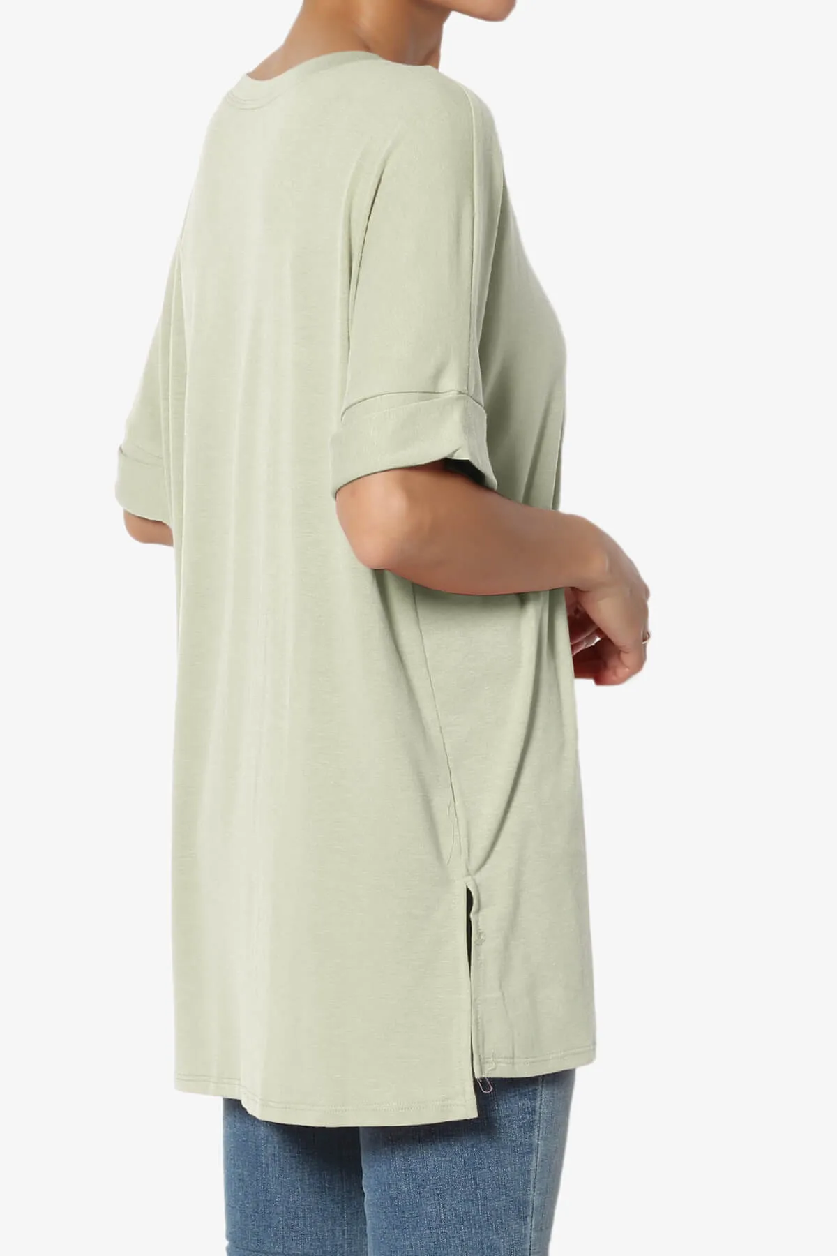 Onella Round Neck Rolled Short Sleeve Top MORE COLORS