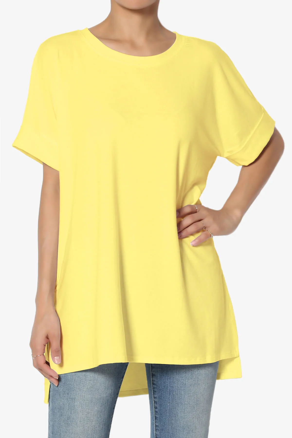 Onella Round Neck Rolled Short Sleeve Top MORE COLORS