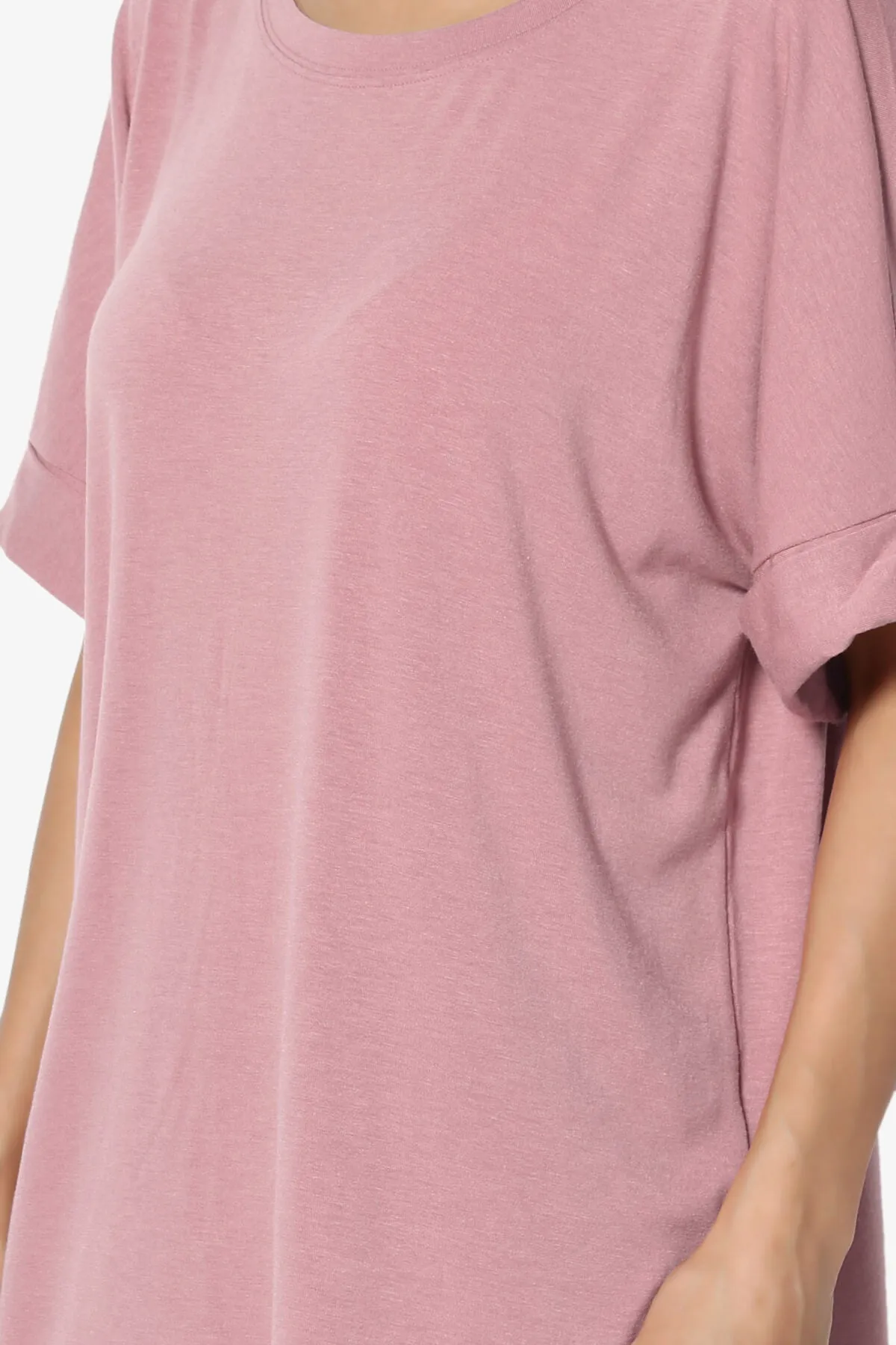Onella Round Neck Rolled Short Sleeve Top MORE COLORS