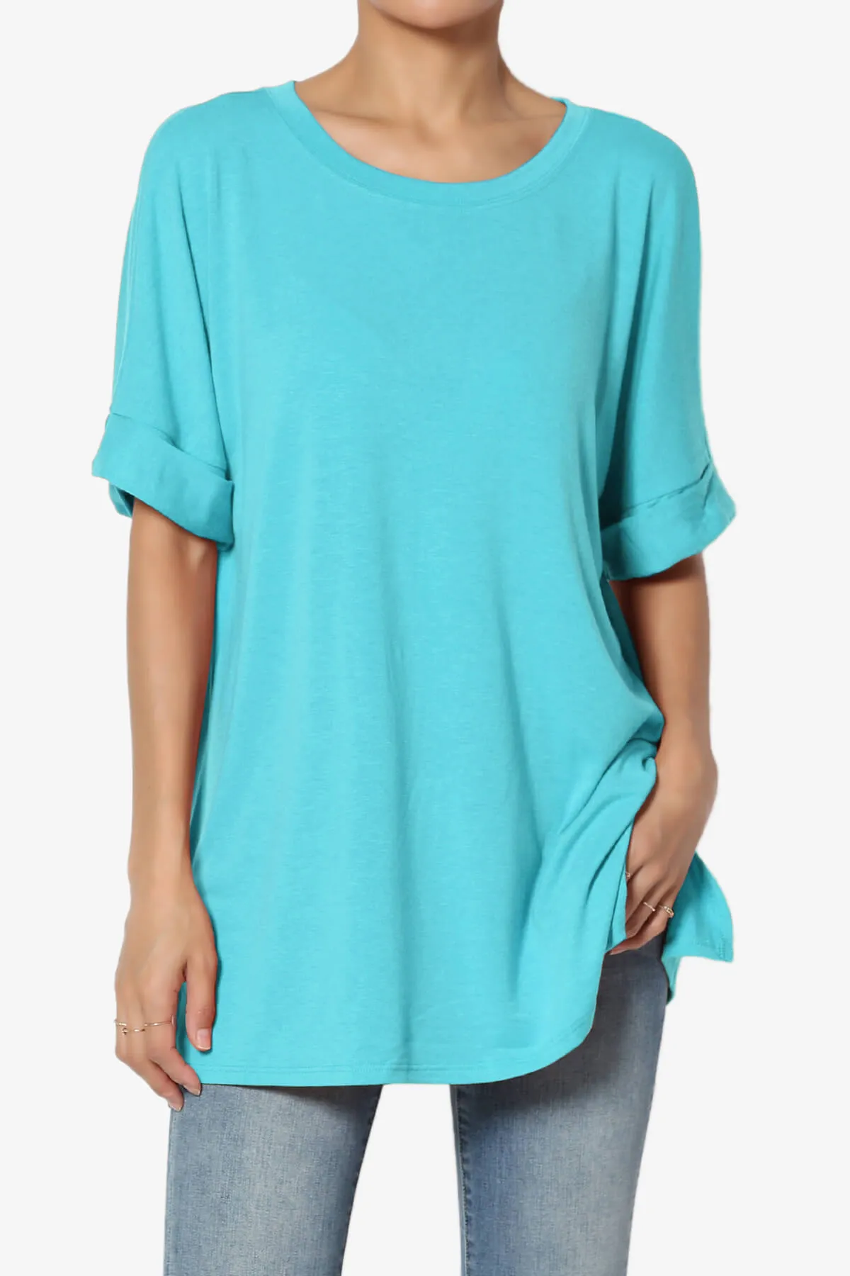 Onella Round Neck Rolled Short Sleeve Top MORE COLORS