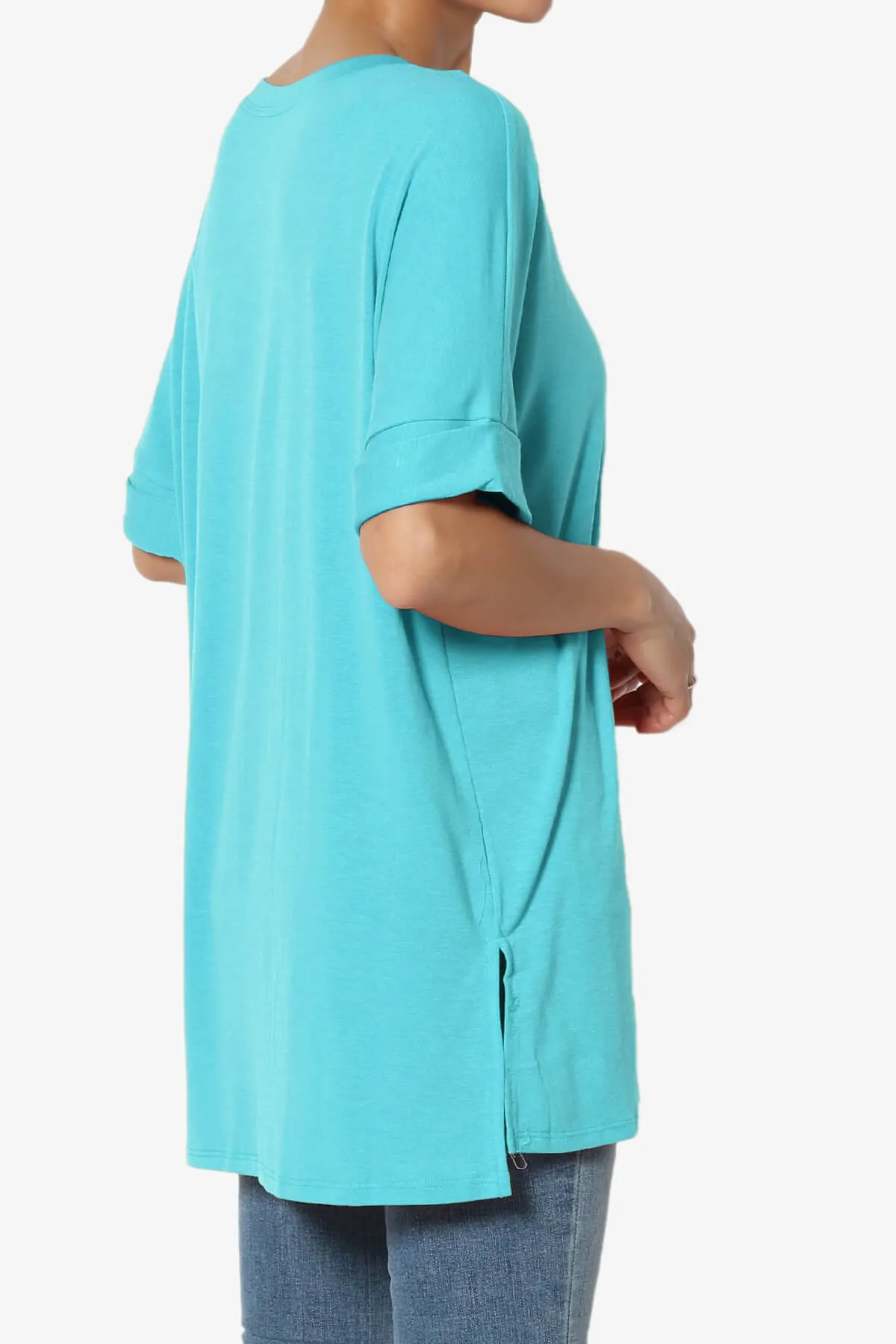 Onella Round Neck Rolled Short Sleeve Top MORE COLORS