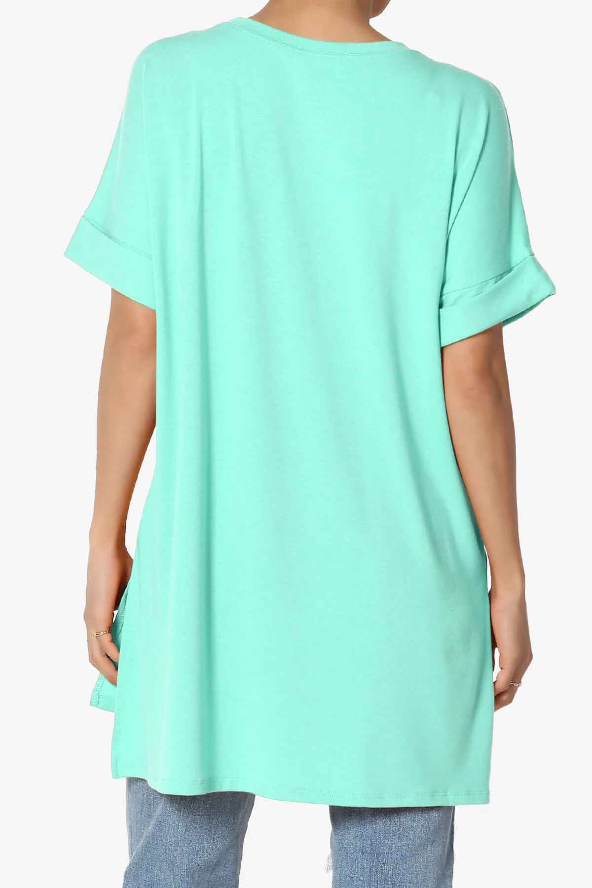 Onella Round Neck Rolled Short Sleeve Top MORE COLORS