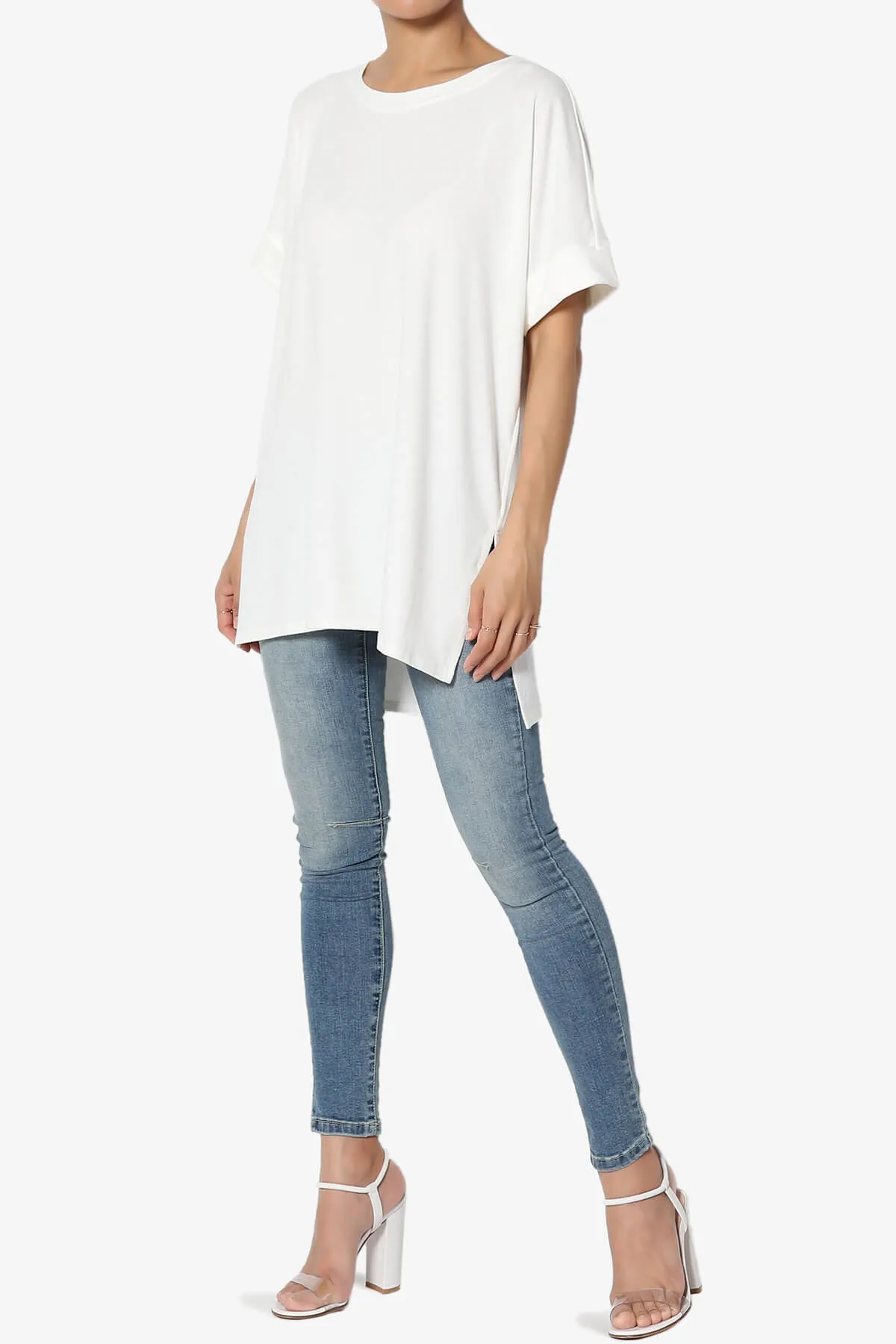 Onella Round Neck Rolled Short Sleeve Top MORE COLORS