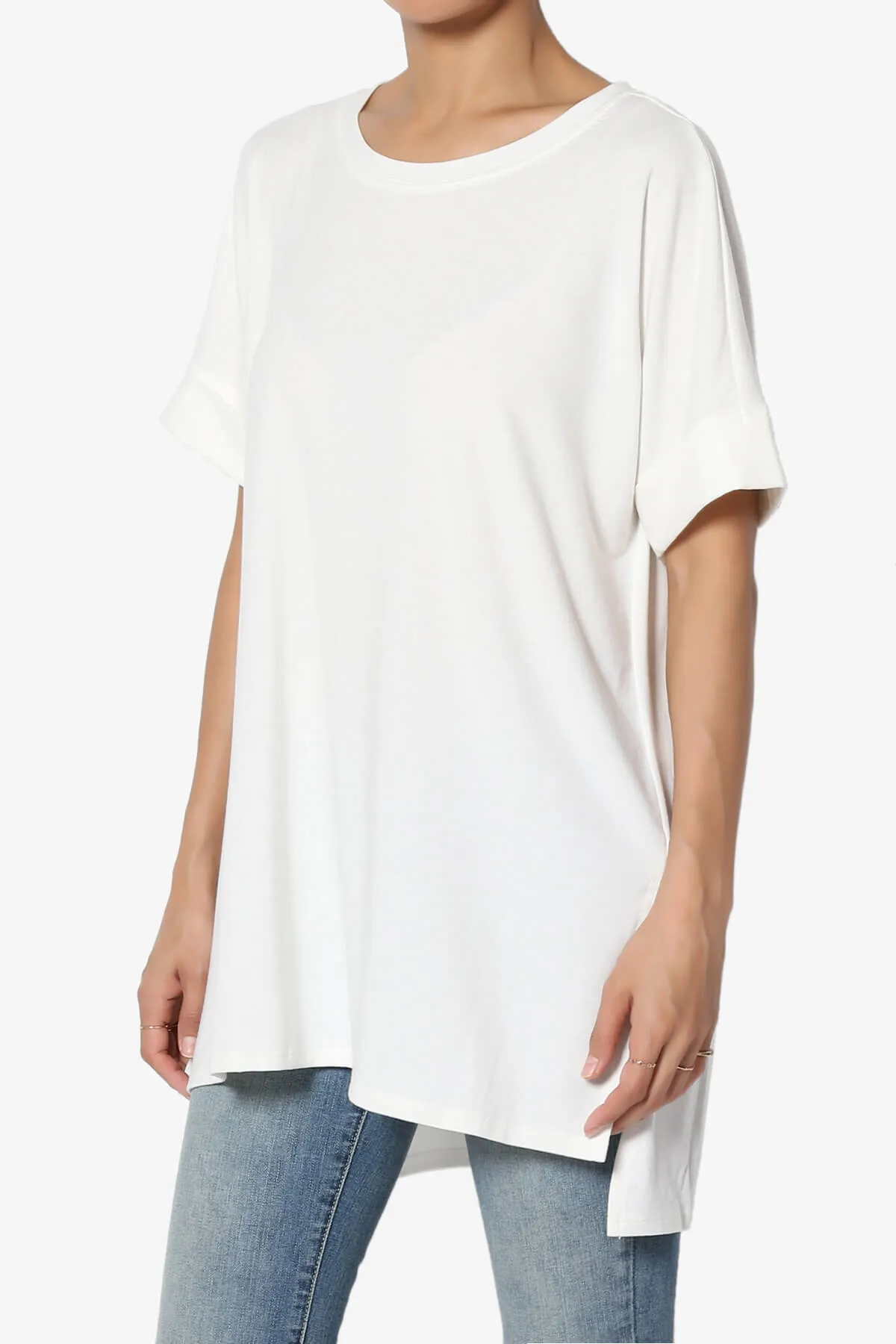 Onella Round Neck Rolled Short Sleeve Top MORE COLORS
