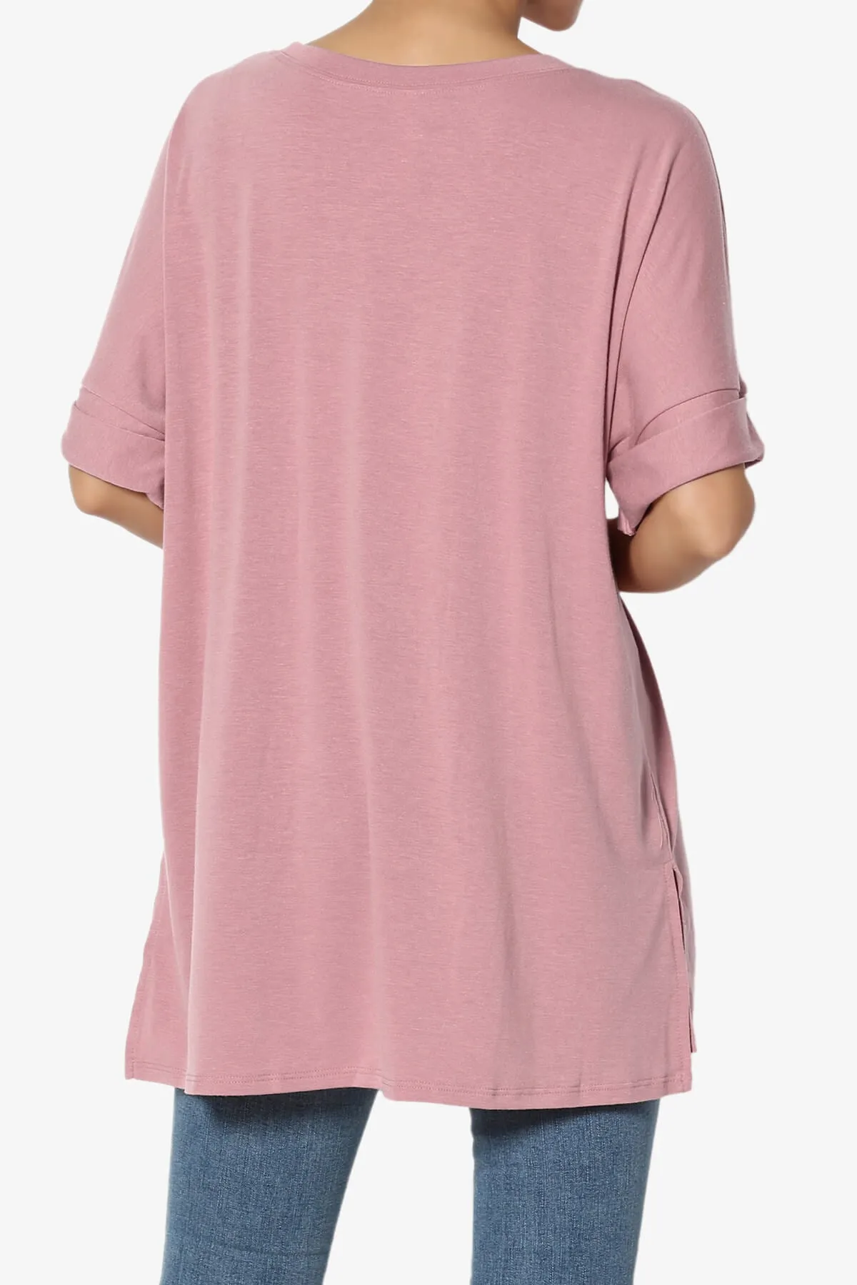 Onella Round Neck Rolled Short Sleeve Top MORE COLORS