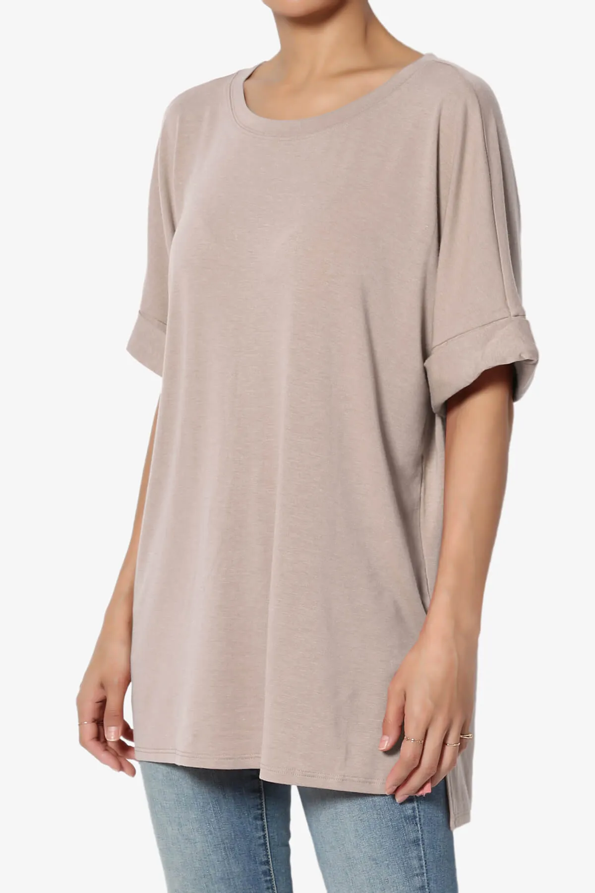 Onella Round Neck Rolled Short Sleeve Top MORE COLORS