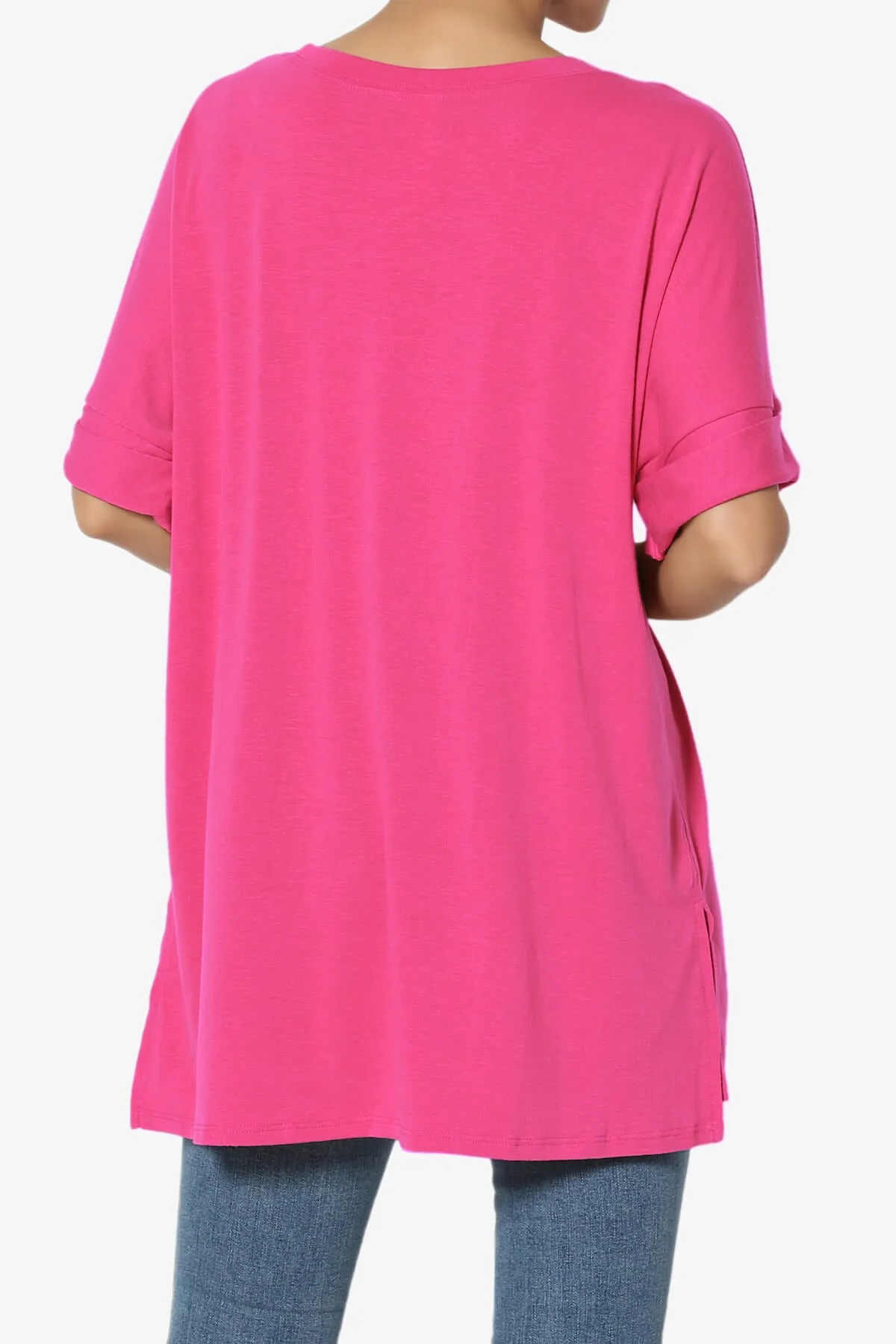 Onella Round Neck Rolled Short Sleeve Top MORE COLORS