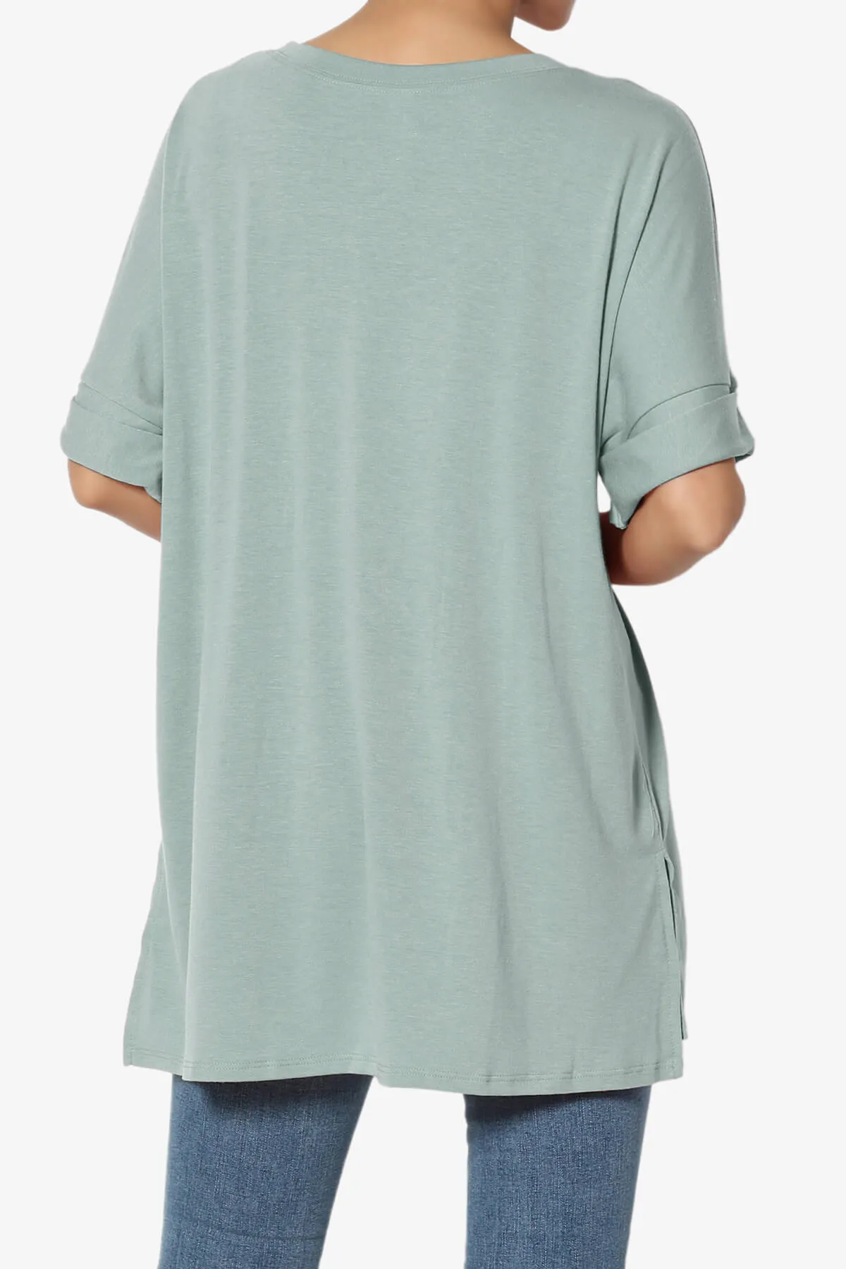 Onella Round Neck Rolled Short Sleeve Top MORE COLORS