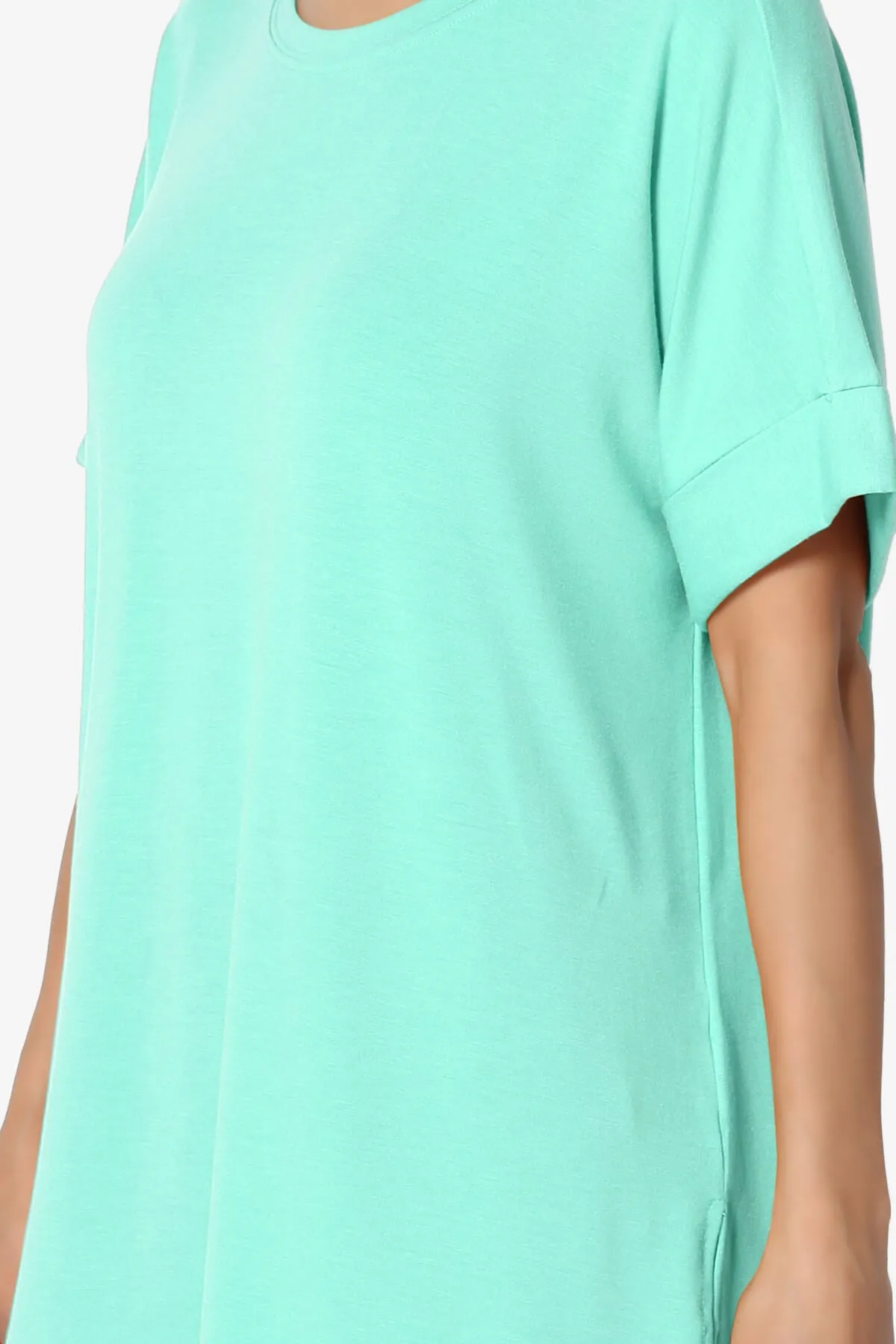 Onella Round Neck Rolled Short Sleeve Top MORE COLORS