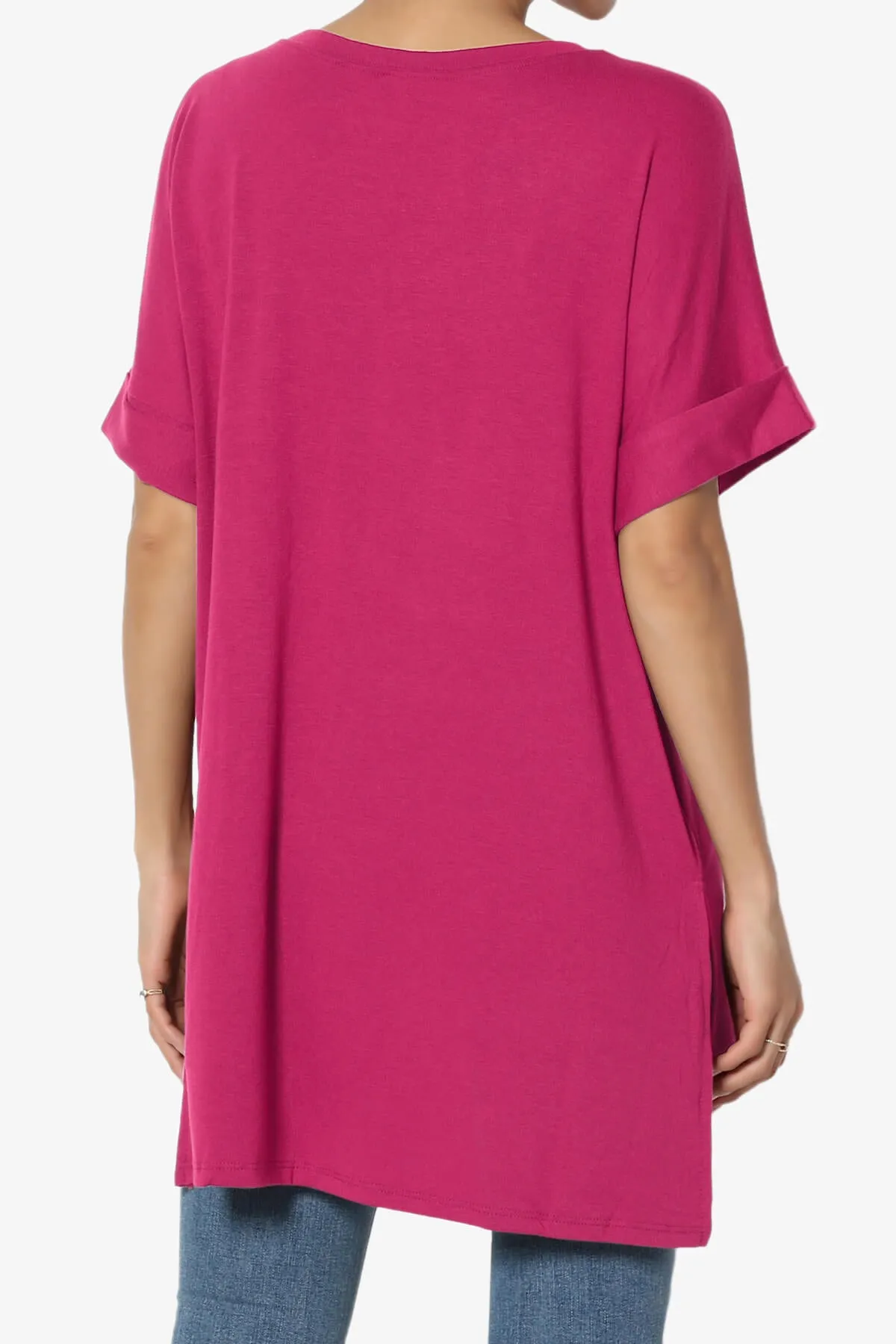 Onella Round Neck Rolled Short Sleeve Top MORE COLORS
