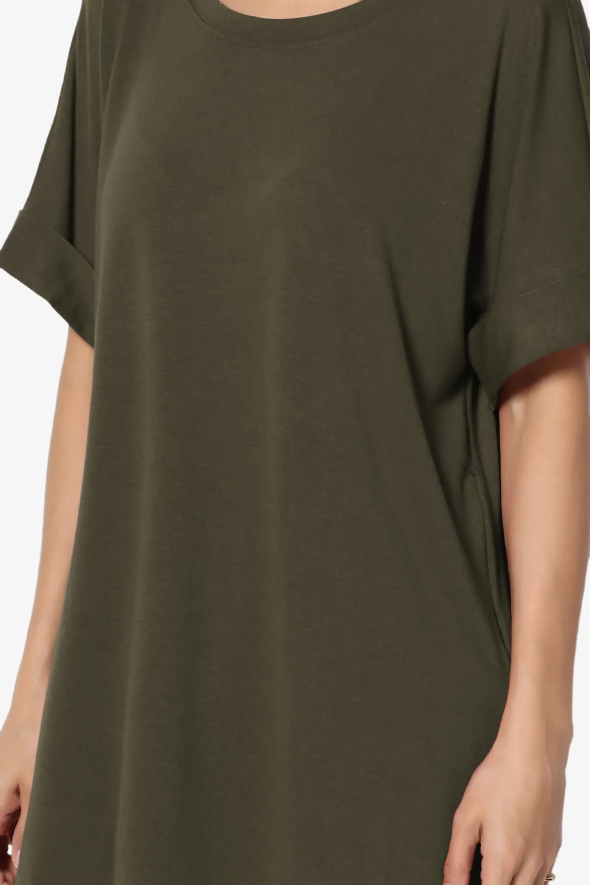 Onella Round Neck Rolled Short Sleeve Top MORE COLORS