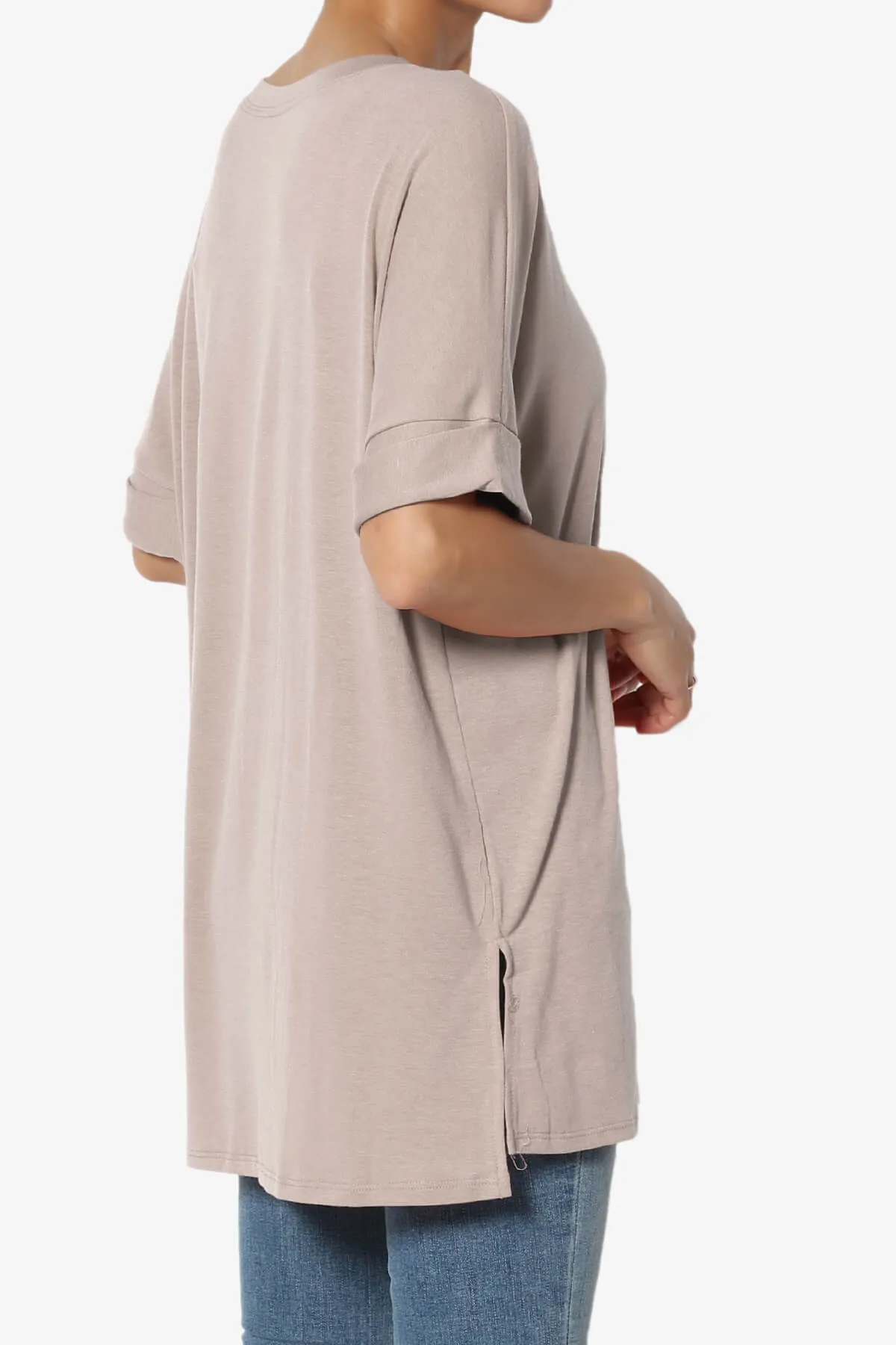 Onella Round Neck Rolled Short Sleeve Top MORE COLORS