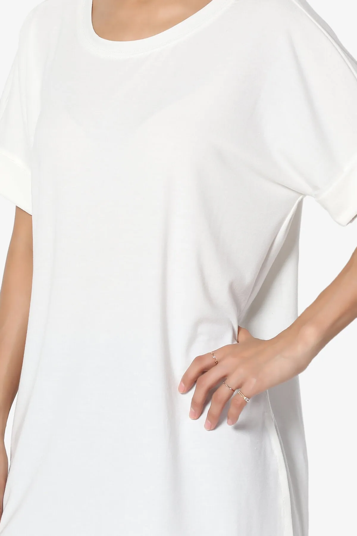 Onella Round Neck Rolled Short Sleeve Top MORE COLORS
