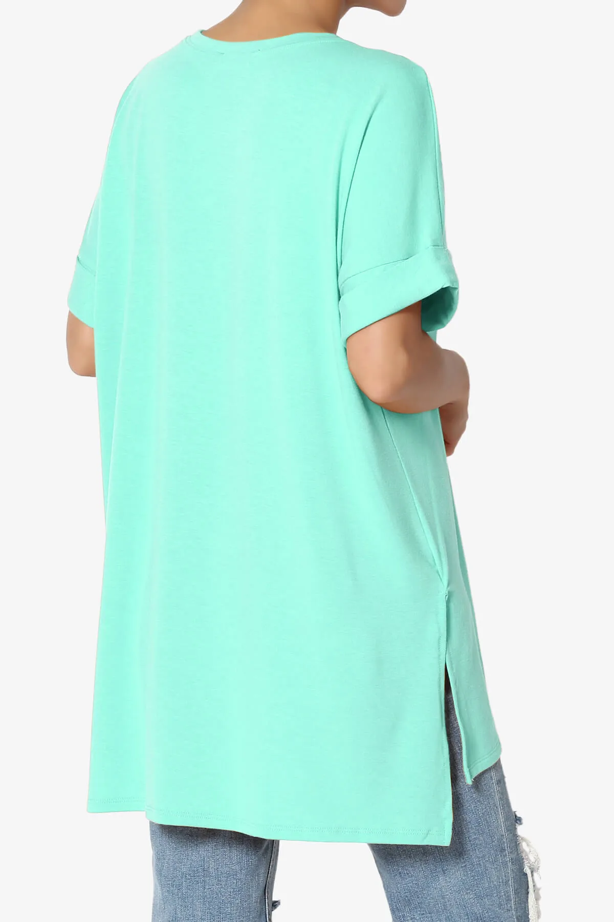 Onella Round Neck Rolled Short Sleeve Top MORE COLORS