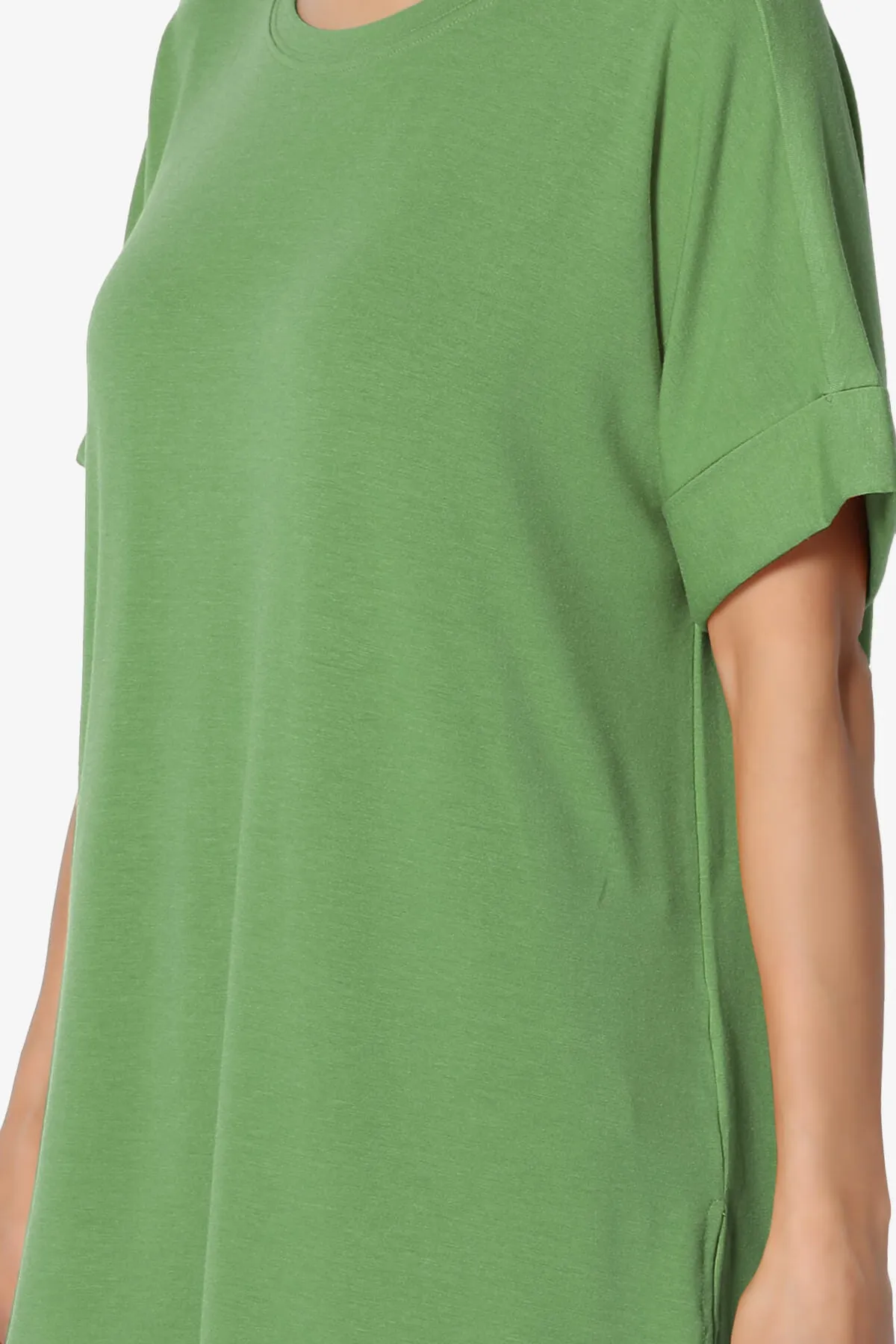 Onella Round Neck Rolled Short Sleeve Top MORE COLORS
