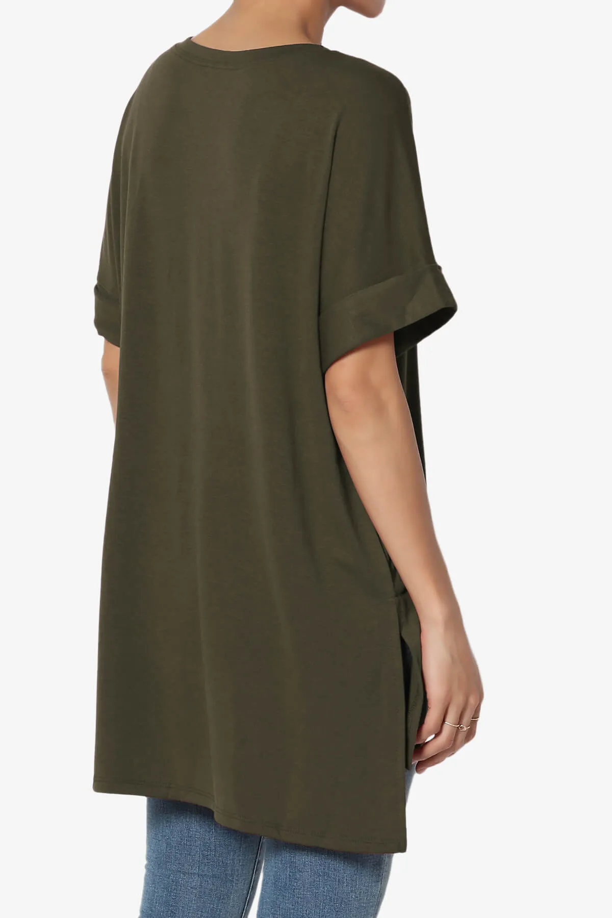 Onella Round Neck Rolled Short Sleeve Top MORE COLORS