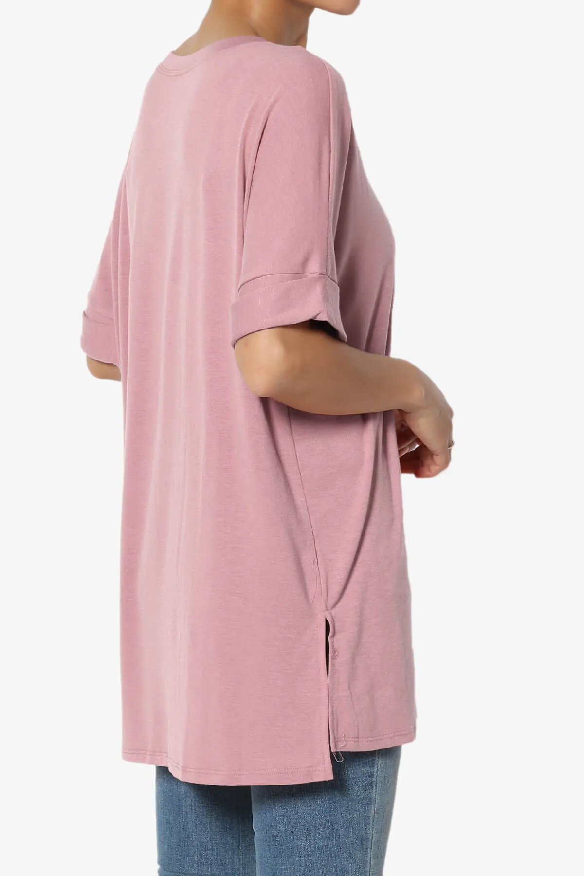 Onella Round Neck Rolled Short Sleeve Top MORE COLORS