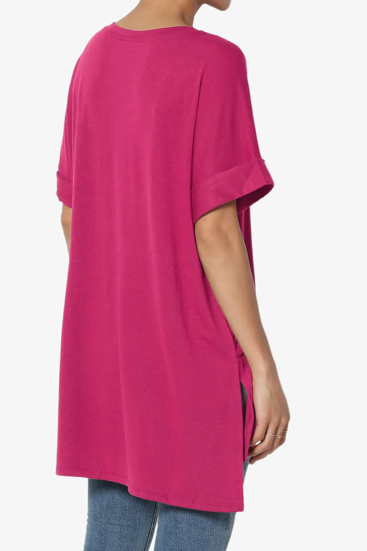 Onella Round Neck Rolled Short Sleeve Top MORE COLORS
